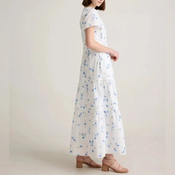 Quince Poplin Tiered Maxi Dress Romantic Stems Organic Cotton Sz S NWT B43 - Picture 3 of 15